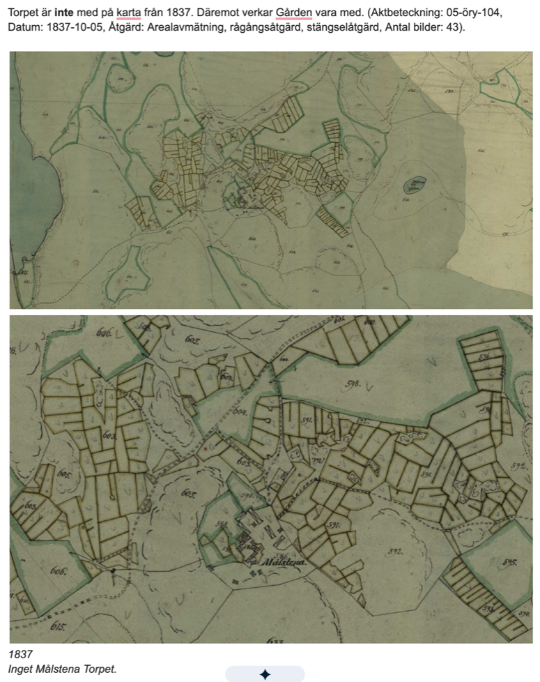 Målstena på 1837 års karta